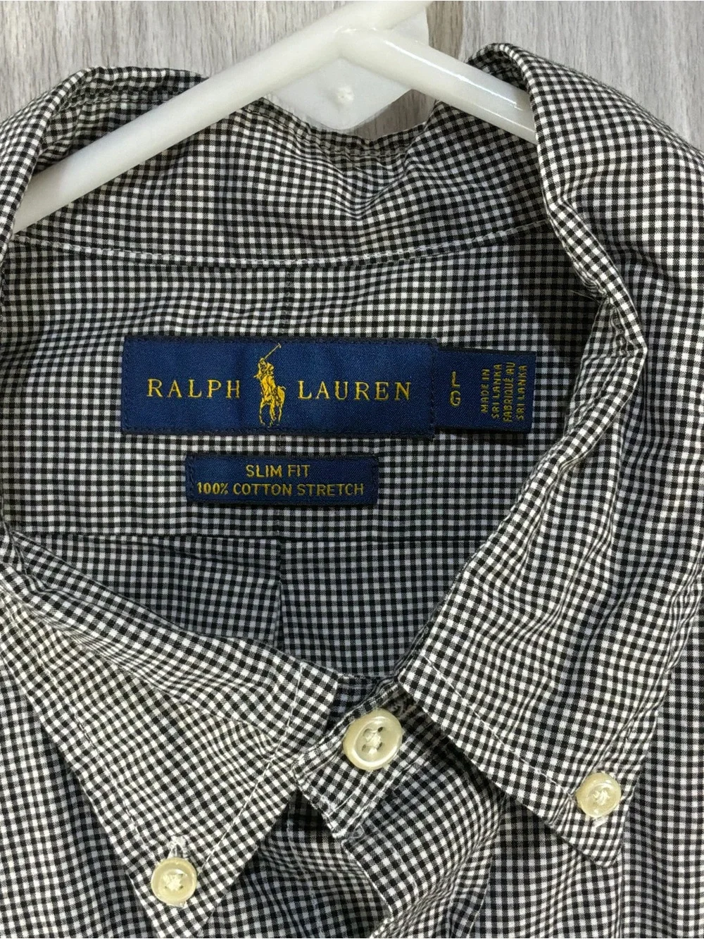 Polo Ralph Lauren Shirt Men L Check Regular Fit Gingham Lightweight Preppy